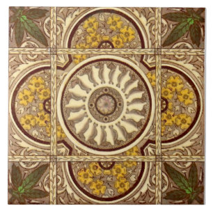Repro c.1885 Malkin Sunflower Eastlake Aesthetic Ceramic Tile