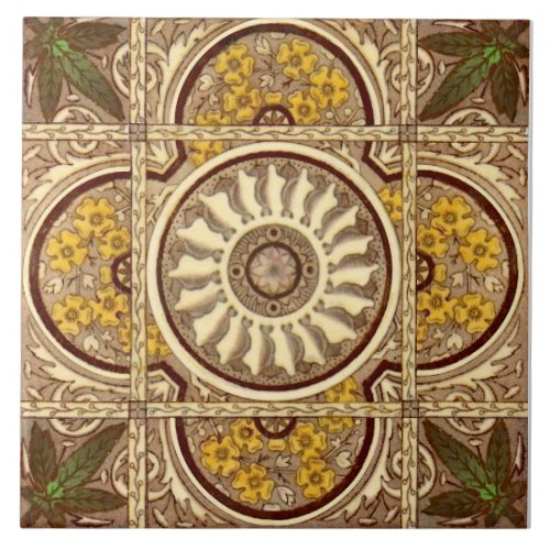 Repro c1885 Malkin Sunflower Eastlake Aesthetic Ceramic Tile