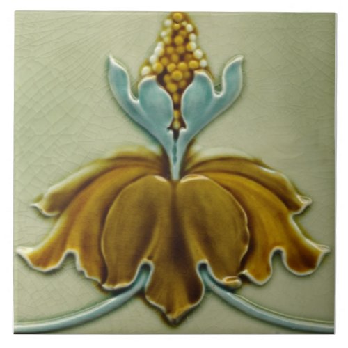 Repro c 1900 Art Nouveau Floral Border Ceramic Tile