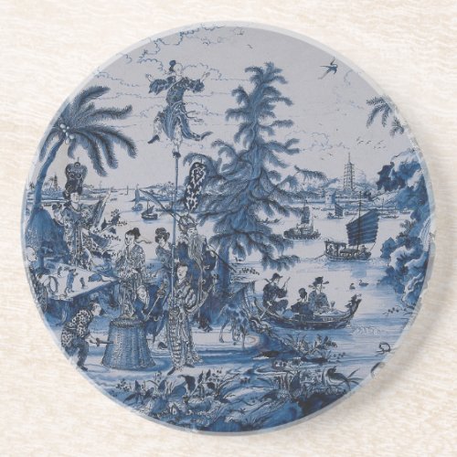 Repro Chinoiserie  Delft Blue and White  Coaster