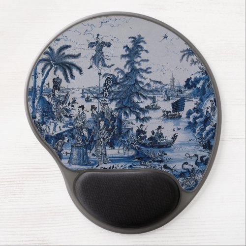 Repro Chinoiserie  Delft Blue and White Tile  Gel Mouse Pad