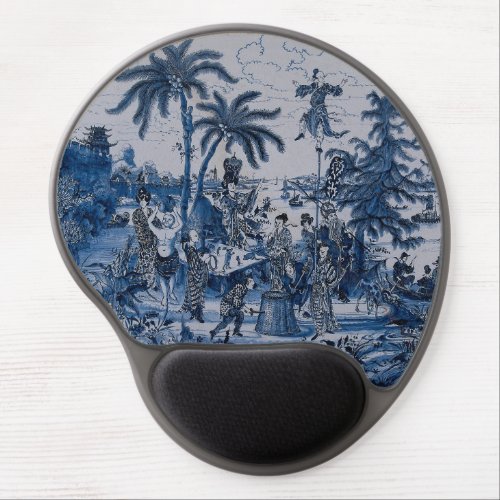 Repro Chinoiserie  Delft Blue and White Tile  Gel Mouse Pad