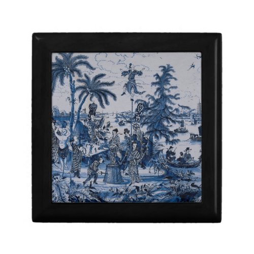 Repro Chinoiserie  Delft Blue and White Tile  Gift Box