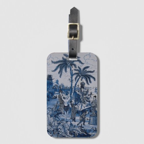 Repro Chinoiserie  Delft Blue and White Tile  Luggage Tag