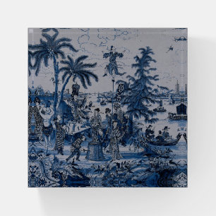 Repro Chinoiserie  Delft Blue and White Tile  Paperweight