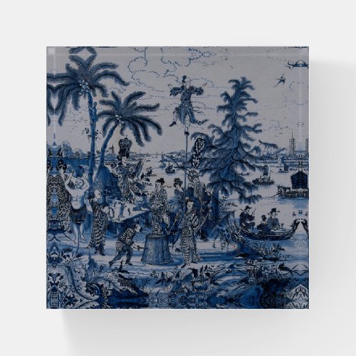 Repro Chinoiserie  Delft Blue and White Tile  Paperweight