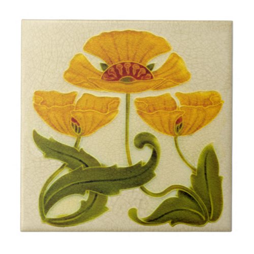 Repro circa 1900 Pilkington Floral Art Nouveau Ceramic Tile