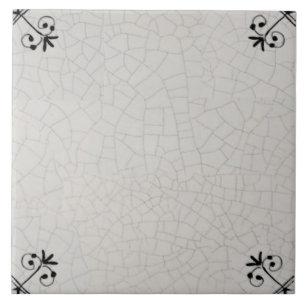 Repro Crazed Dark Charcoal Corners Delft Ceramic Tile