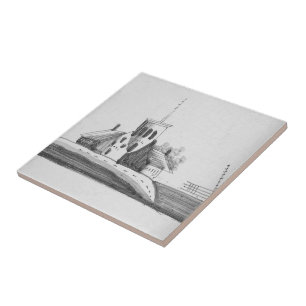 Repro Delft black and White dutch chapel Tile