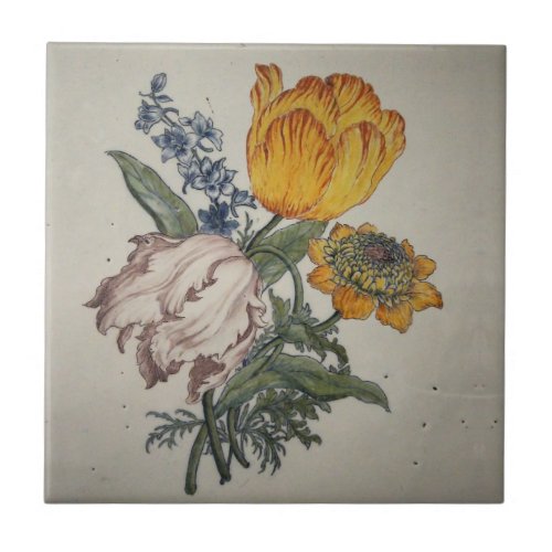 Repro Delft Blue Floral Tulip Tile