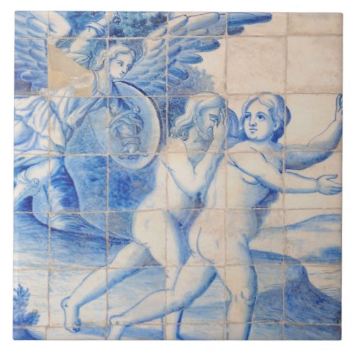Repro Delft Tile Adam and Eve Expulsion