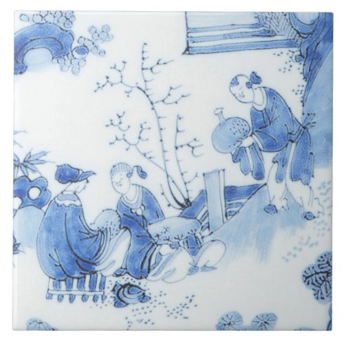 Repro Delft Tile Blue Chinoiserie