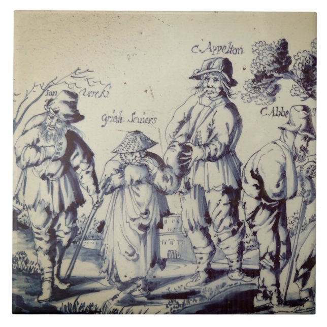 Repro Delft Tile Les Gueux Antique (Front)