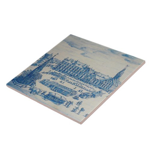 Repro Delft Tile Nuremberg Town Square Blue