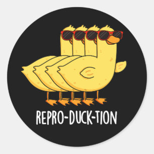 Repro-duck-tion Funny Animal Duck Pun Dark BG Classic Round Sticker