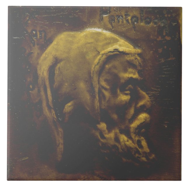 Repro Dutch Faux Relief Gray Beard Face Tile (Front)