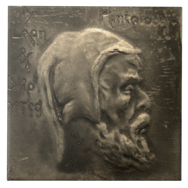 Repro Dutch Faux Relief Gray Beard Face Tile (Front)