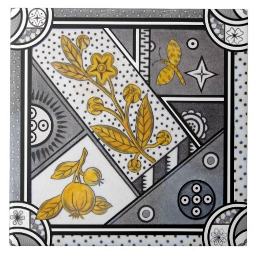 Repro Eastlake Aesthetic Black White Gray Gold Ceramic Tile