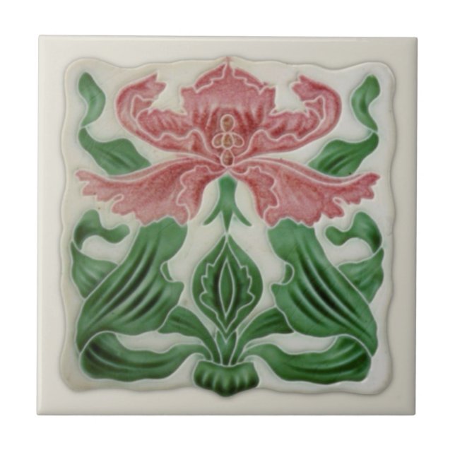 Repro English Art Nouveau H.A.Ollivant Tile c.1900 (Front)
