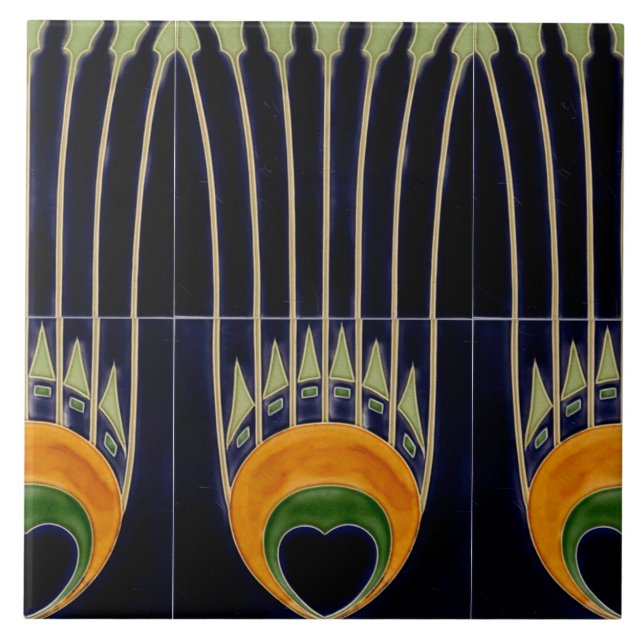 Repro German Art Nouveau Jugendstil Frieze Border Ceramic Tile (Front)