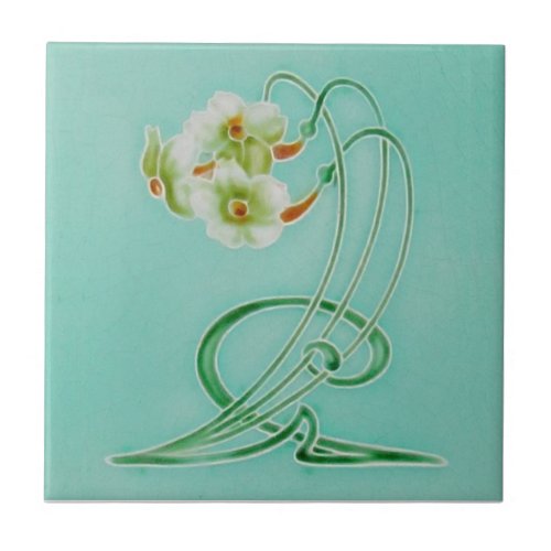 Repro Graceful Henry Richards Art Nouveau Nacissus Ceramic Tile