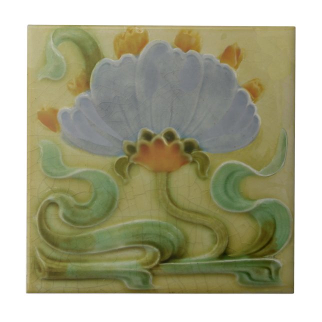 Repro Henry Richards Floral Art Noveau Faux Relief Ceramic Tile (Front)