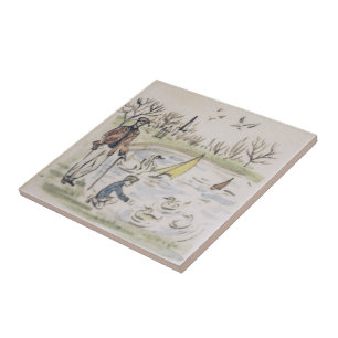 Repro Hyde Park Pond ducks London Victorian Tile