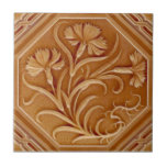 Repro Minton 1880 Carnation Art Nouveau Majolica Ceramic Tile<br><div class="desc">Minton tiles were considered among the finest produced in the late nineteenth and early twentieth centuries-- and they still are. This tile is reproduced from an actual antique molded tile by Minton China.</div>