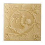Repro Minton Faux Relief Putti Cream Victorian Ceramic Tile<br><div class="desc">Minton tiles were considered among the finest produced in the late nineteenth and early twentieth centuries. This one features a young child sitting on a circular vine and reaching for a flower. This tile is a creamy rich vanilla color. We also have this tile available in other colors in TessieRay's...</div>
