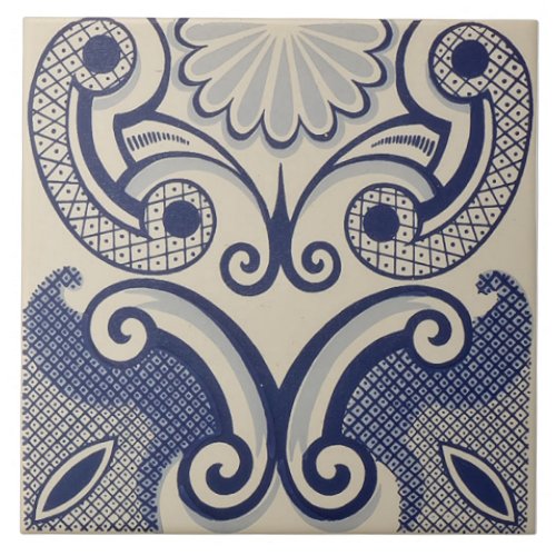 Repro Portuguese Blue Geometric Azulejos Floral Ceramic Tile