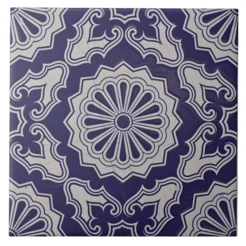 Repro Portuguese Blue Geometric Azulejos Floral Ceramic Tile