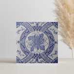 Repro Portuguese Blue Geometric Azulejos Floral Ceramic Tile<br><div class="desc">Reproduction: Azulejos Portuguese tile Geometric blue and white design Not intended for outdoor use. Our tiles are reproductions of costly authentic original antique tiles. We suggest that you order one tile to review before placing a large order. This is a pretty design tile go with every color scheme. You could...</div>