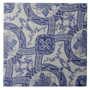 Repro Portuguese Blue Geometric Azulejos Floral Ceramic Tile