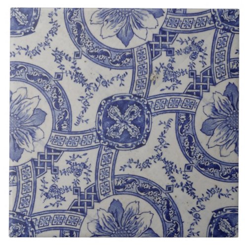 Repro Portuguese Blue Geometric Azulejos Floral Ceramic Tile