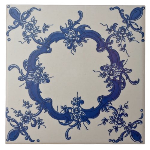 Repro Portuguese Blue Geometric Azulejos Floral Ti Ceramic Tile