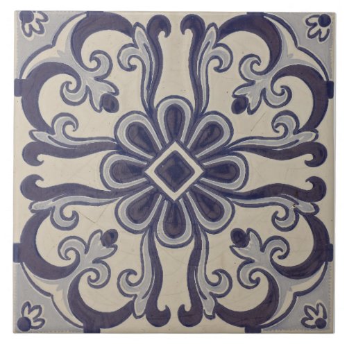 Repro Portuguese Blue Geometric Azulejos Floral Ti Ceramic Tile