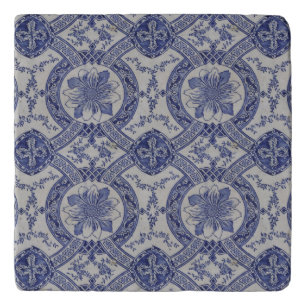 Repro Portuguese Blue Geometric Azulejos Floral Trivet
