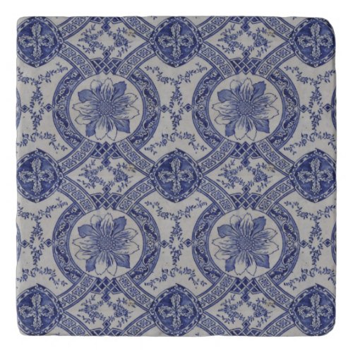Repro Portuguese Blue Geometric Azulejos Floral  Trivet