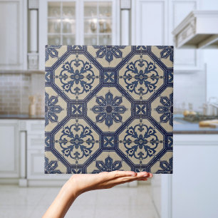 Repro Portuguese Blue Geometric Azulejos Tile