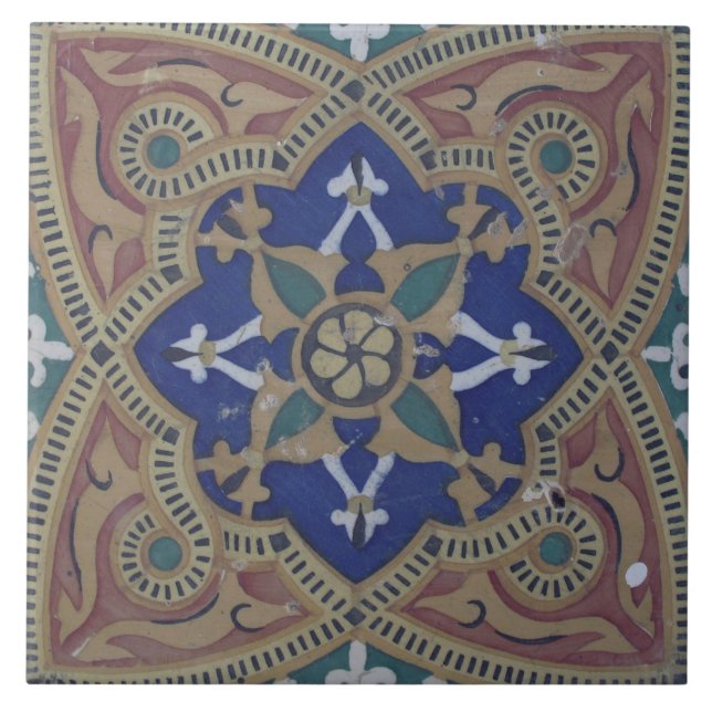 Repro Portuguese Colorful Floral Pattern Tile (Front)
