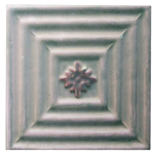 Repro Portuguese Faux Relief Gray Floral Tile