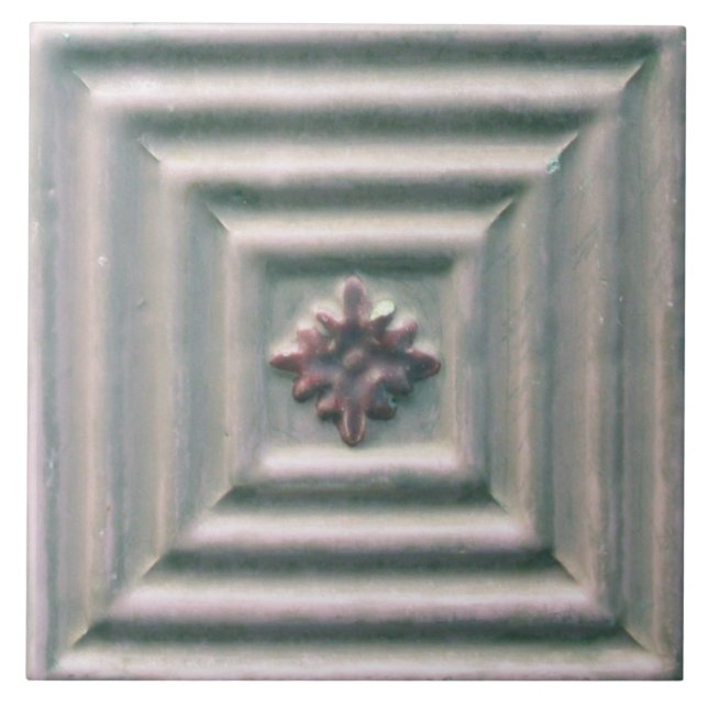 Repro Portuguese Faux Relief Gray Floral Tile (Front)