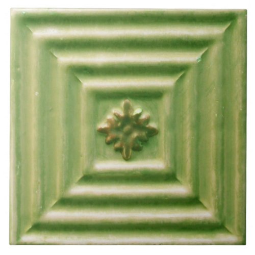 Repro Portuguese Faux Relief Green Floral Tile