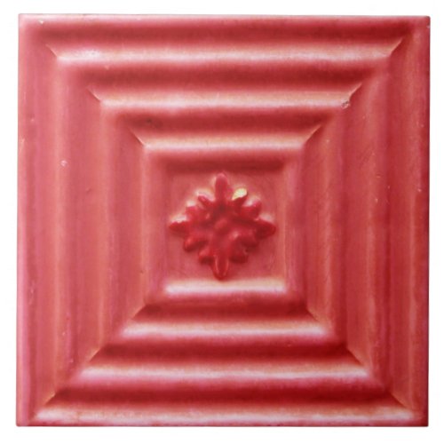 Repro Portuguese Faux Relief Red Floral Tile