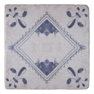 Repro Portuguese Floral Blue Azulejos Tile Trivet