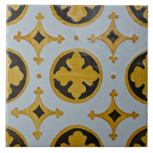 Repro Portuguese Geometric Azulejos Tricolor Ceramic Tile
