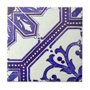 Repro Portuguese Navy Blue Geometric Azulejos Tile