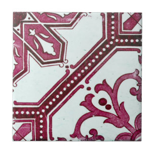 Repro Portuguese Red Geometric Azulejos Tile