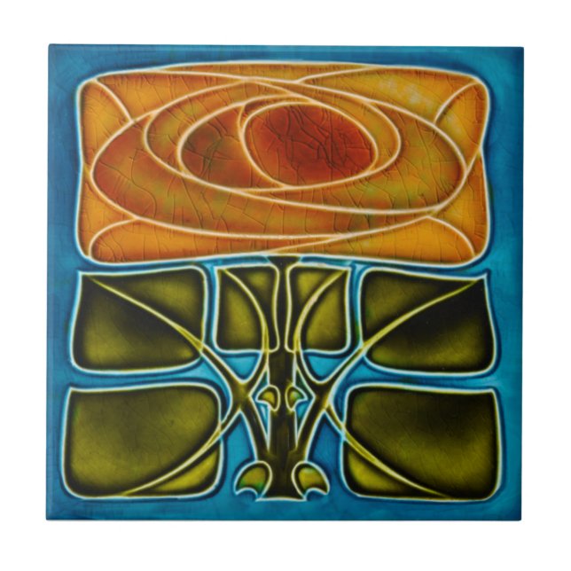 Repro Richards c1900 Art Nouveau Mackintosh Rose Ceramic Tile (Front)