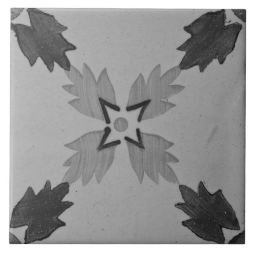 Repro Spanish Geometric Azulejos Floral Gray Ceramic Tile